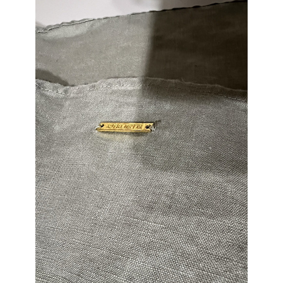 Linen Blouse Zip lagenlook Tunic 2X Roll Tab Short Sleeve sage , oxidized Gold - Picture 7 of 7